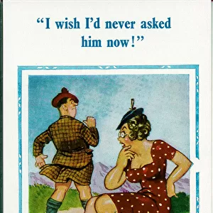 Comic postcard, Woman annoys Scotsman Date: 20th century