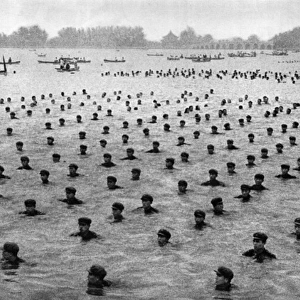 Communist China - swimmers in Yangtze River