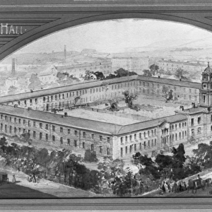 A copy of an engraving of the Linen Hall, Belfast