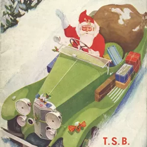 Front cover of a TSB Christmas Annual 1946, with a very modern Santa Claus choosing to