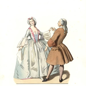 Dancing master and young Venetian woman, 18th century, Italy