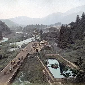 Daya river, on the road to Lake Chuzenji, Japan circa 1880s. Date: circa 1880s