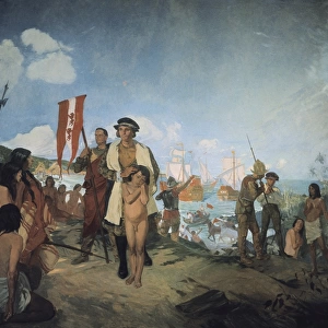 The discovery. Columbus arriving in the New World