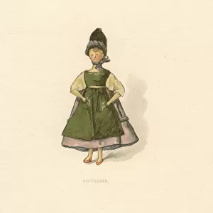 Doll representing a girl Victorine with her hands