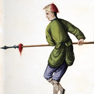 Drawing of Chinese soldier with pike