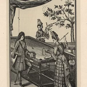 The Duchess of Burgundy playing billiards, 18th century