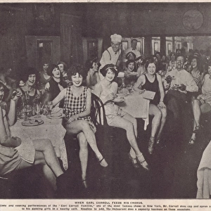 Earl Carroll serves dinner to his dancing girls in a restaur