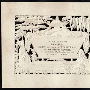 Embossed Victorian mourning card, Mary Hickman