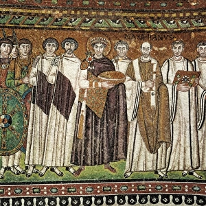 Emperor Justinian and his Court. ca. 547. ITALY