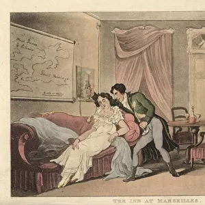 English gentleman and sleeping woman in a hotel room