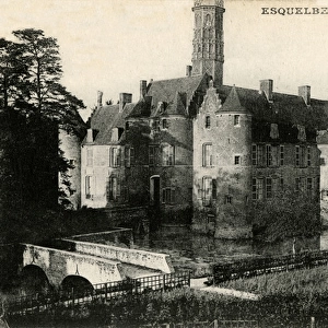 Esquelbecq, France - castle viewed from the town square