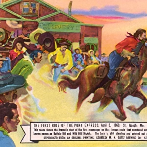 First ride of Pony Express, Missouri to California, USA