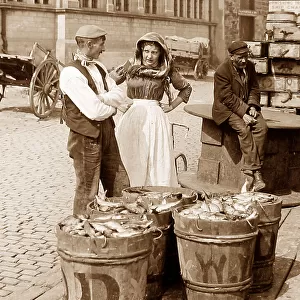 Fish seller in Cornwall Victorian period