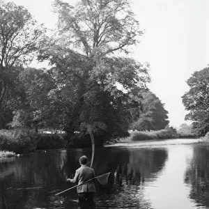 Fishing in River Kent near Kendal, Lake District, Cumbria