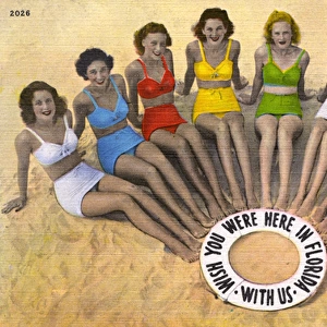 Eight Florida girls in Bikinis on the beach