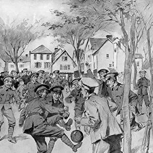 A football match played by troops during the battle of the A