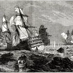 French enemy ships stranded off the Point of Grao (or Grau, the port of Valencia, Spain)