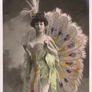 French Showgirl wearing an array of amazing feathers