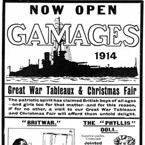 Gamages advertisement, WW1