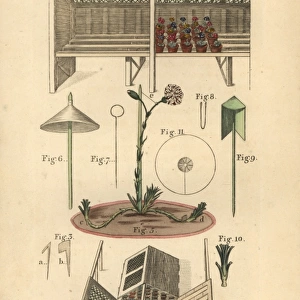 Gardening tools and equipment, circa 1800