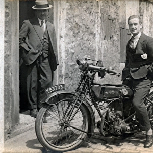 Gentleman on a 1918 / 20 Rudge Multi motorcycle