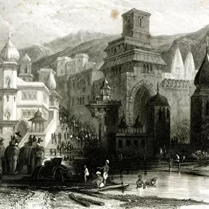 The Ghat, Haridwar, India, Hindus bathing in the Ganges