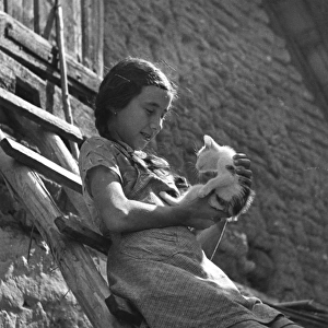 Girl with Kitten 1930S
