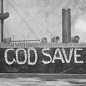 God Save the King in living letters on HMS Terrible