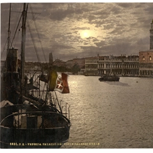 Grand Canal and Doges Palace by moonlight, Venice, Italy
