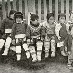 Group of eskimo children, Greenland