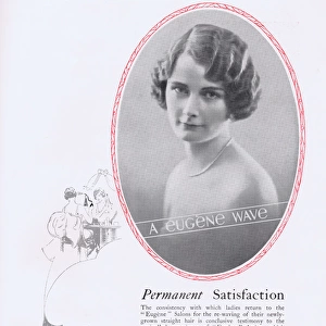 Hairdressing advert for Eugene, perfectors of permanent wavi