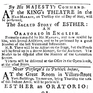 Handel performance announcement, 1732