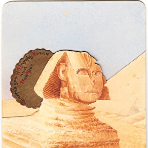 Handmade Christmas and New Year card with Sphinx