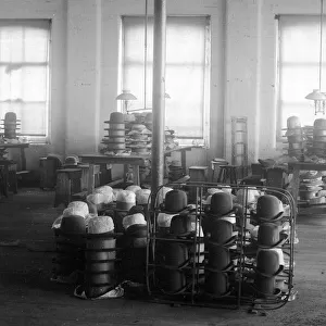 Hat factory trimming room