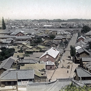High angle view of Tokyo, Japan, circa 1880s