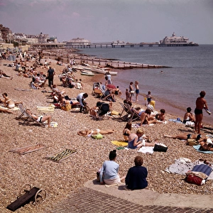 Holidaymakers on the beach, Torquay, Devon