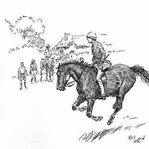 Illustration, girl riding with hands in pockets