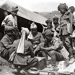 Indian troops relaxing on the Western Front, WW1