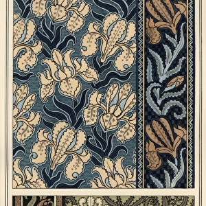 The iris in patterns for fabrics and tiles