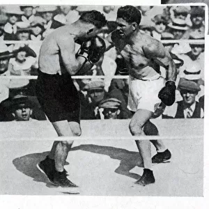 Jack Dempsey and Tommy Gibbons in a boxing match