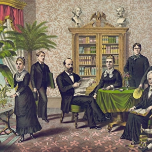 James Garfield and family in library(?)