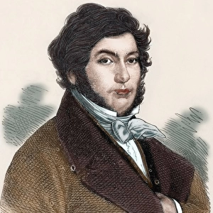 Jean-Fran?߯is Champollion (1790-1832). Portrait. Colored e