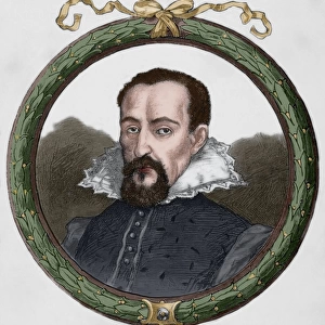 Johannes Kepler (1571-1630). Engraving. Colored