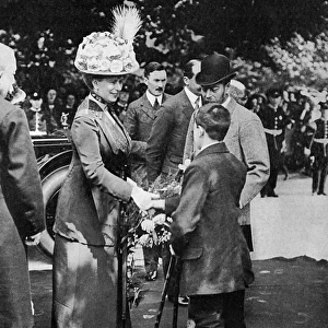 King George V, Queen Mary & crippled boy in Yorkshire