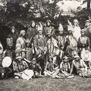 Large group of women and girls in Indian costume