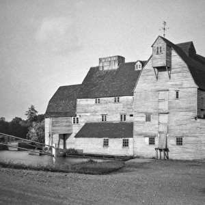 A large wooden barn