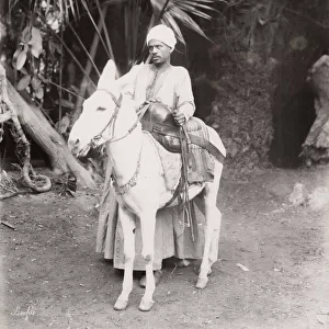 Late 19th century photograph: Egyptian man and his donkey, Egypt