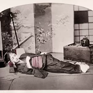 Late 19th century - young Japanese woman sleeping