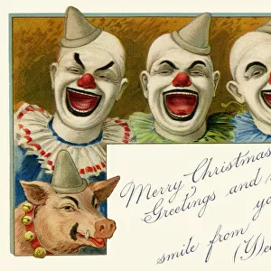 Four laughing clowns