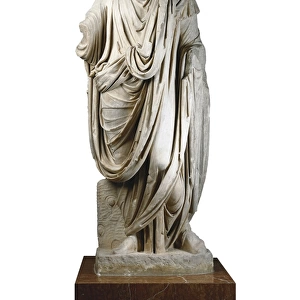 Magistrate with robe. Roman art. Sculpture on